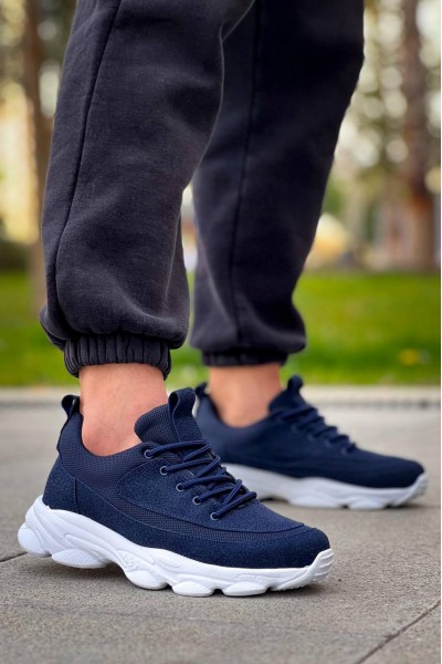 KB-707  Kuback Lacivert Süet Yüksek Taban Bağcıklı Günlük Erkek Ayakkabı