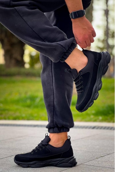 KB-707  Kuback  Siyah Süet Siyah Yüksek Taban Bağcıklı Günlük Erkek Ayakkabı