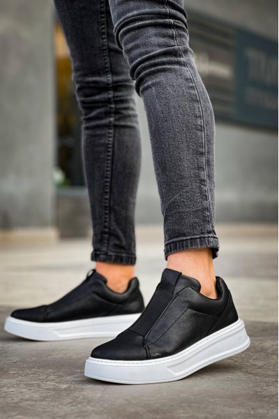 KB-007 Kuback Siyah Beyaz Yüksek Taban Tek Bant Bağcıksız Günlük Erkek Ayakkabı KB-007 Kuback Siyah Beyaz Yüksek Taban Tek Bant Bağcıksız Günlük Erkek Ayakkabı