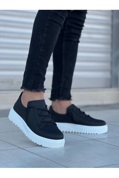 KB-X502 Kuback Siyah Cilt Yüksek Beyaz Taban Bağcık Detaylı Lastikli Günlük Erkek Ayakkabı KB-X502 Kuback Siyah Cilt Yüksek Beyaz Taban Bağcık Detaylı Lastikli Günlük Erkek Ayakkabı