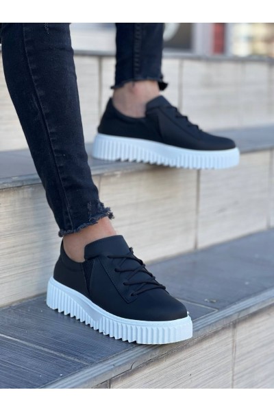 KB-X502 Kuback Siyah Cilt Yüksek Beyaz Taban Bağcık Detaylı Lastikli Günlük Erkek Ayakkabı KB-X502 Kuback Siyah Cilt Yüksek Beyaz Taban Bağcık Detaylı Lastikli Günlük Erkek Ayakkabı