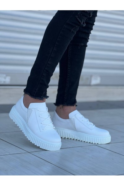 KB-X502 Kuback Beyaz Cilt Yüksek Beyaz Taban Bağcık Detaylı Lastikli Günlük Erkek Ayakkabı KB-X502 Kuback Beyaz Cilt Yüksek Beyaz Taban Bağcık Detaylı Lastikli Günlük Erkek Ayakkabı