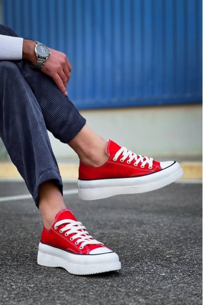 KB-CX-3 Kuback Kısa Kırmızı Keten Beyaz Yüksek Taban Spor Ayakkabı KB-CX-3 Kuback Kısa Kırmızı Keten Beyaz Yüksek Taban Spor Ayakkabı