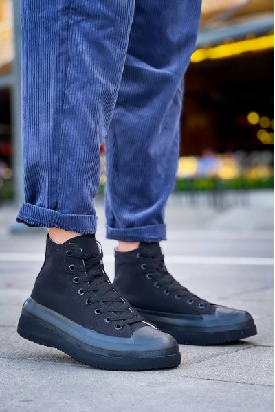 KB-CX-3 Kuback Uzun Siyah Keten Siyah Yüksek Taban Spor Ayakkabı KB-CX-3 Kuback Uzun Siyah Keten Siyah Yüksek Taban Spor Ayakkabı