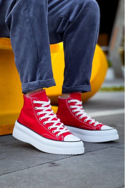 KB-CX-3 Kuback Uzun Kırmızı Keten Beyaz Yüksek Taban Spor Ayakkabı KB-CX-3 Kuback Uzun Kırmızı Keten Beyaz Yüksek Taban Spor Ayakkabı