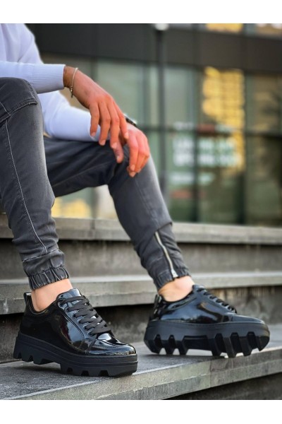 KB-056 Kuback Siyah Rugan Siyah Yüksek Taban Günlük Spor Ayakkabı