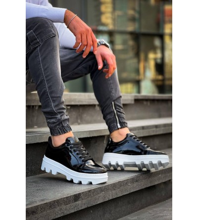 KB-056 Kuback Siyah Rugan Beyaz Yüksek Taban Günlük Spor Ayakkabı KB-056 Kuback Siyah Rugan Beyaz Yüksek Taban Günlük Spor Ayakkabı