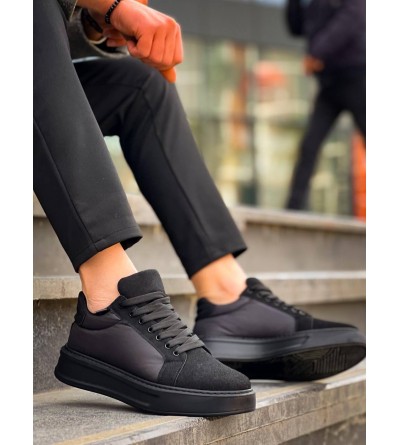 KB-046 Kuback Siyah Paraşüt Siyah Yüksek Taban Günlük Spor Ayakkabı