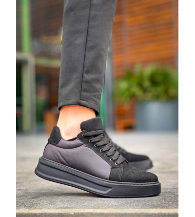 KB-046 Kuback Siyah Paraşüt Siyah Yüksek Taban Günlük Spor Ayakkabı