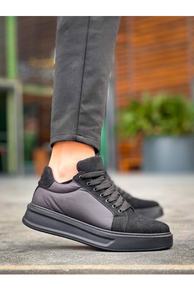 KB-046 Kuback Siyah Paraşüt Siyah Yüksek Taban Günlük Spor Ayakkabı