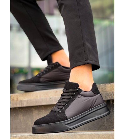 KB-046 Kuback Siyah Paraşüt Siyah Yüksek Taban Günlük Spor Ayakkabı