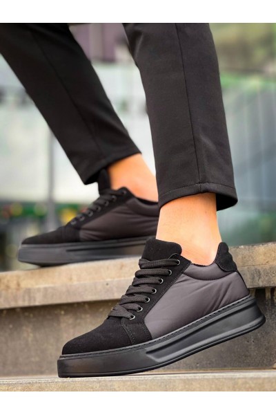 KB-046 Kuback Siyah Paraşüt Siyah Yüksek Taban Günlük Spor Ayakkabı