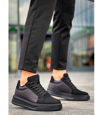 KB-046 Kuback Siyah Paraşüt Siyah Yüksek Taban Günlük Spor Ayakkabı