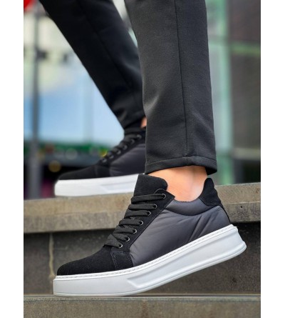 KB-046 Kuback Siyah Paraşüt Beyaz Yüksek Taban Günlük Spor Ayakkabı