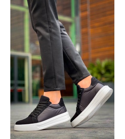 KB-046 Kuback Siyah Paraşüt Beyaz Yüksek Taban Günlük Spor Ayakkabı