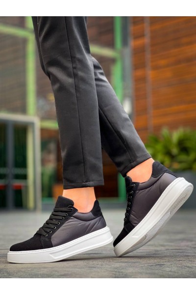 KB-046 Kuback Siyah Paraşüt Beyaz Yüksek Taban Günlük Spor Ayakkabı