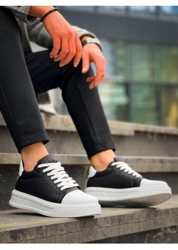 KB-X46 Kuback Siyah Beyaz Yüksek Beyaz Taban Günlük Spor Ayakkabı