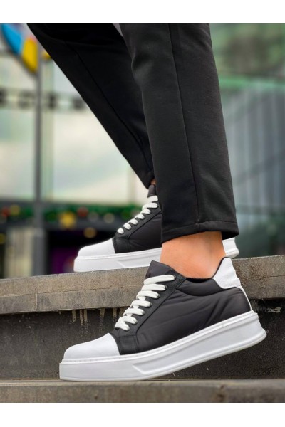 KB-X46 Kuback Siyah Beyaz Yüksek Beyaz Taban Günlük Spor Ayakkabı