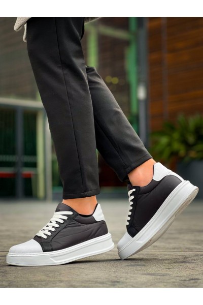 KB-X46 Kuback Siyah Beyaz Yüksek Beyaz Taban Günlük Spor Ayakkabı