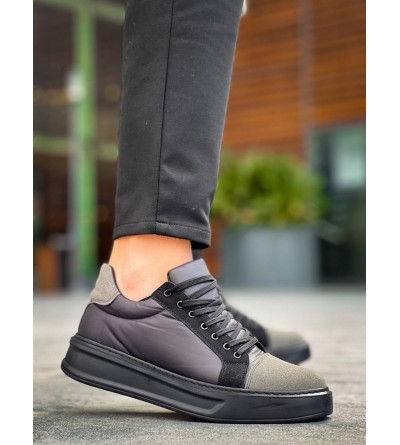 KB-X46 Kuback Siyah Gri Yüksek Siyah Taban Günlük Spor Ayakkabı