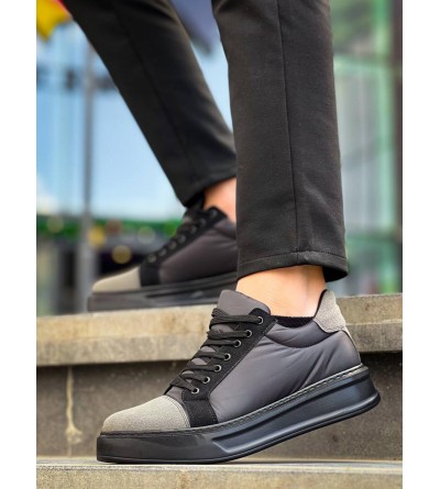 KB-X46 Kuback Siyah Gri Yüksek Siyah Taban Günlük Spor Ayakkabı