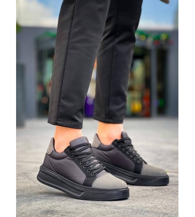 KB-X46 Kuback Siyah Gri Yüksek Siyah Taban Günlük Spor Ayakkabı