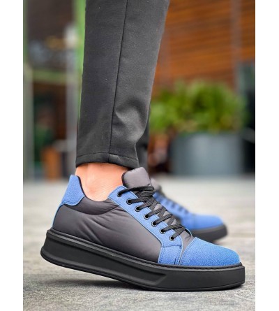 KB-X46 Kuback Siyah Sax Mavi Yüksek Siyah Taban Günlük Spor Ayakkabı