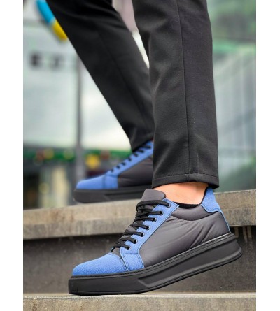 KB-X46 Kuback Siyah Sax Mavi Yüksek Siyah Taban Günlük Spor Ayakkabı