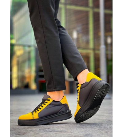 KB-X46 Kuback Siyah Sarı Yüksek Siyah Taban Günlük Spor Ayakkabı KB-X46 Kuback Siyah Sarı Yüksek Siyah Taban Günlük Spor Ayakkabı
