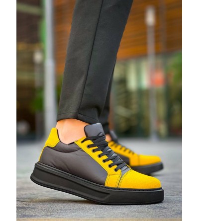 KB-X46 Kuback Siyah Sarı Yüksek Siyah Taban Günlük Spor Ayakkabı KB-X46 Kuback Siyah Sarı Yüksek Siyah Taban Günlük Spor Ayakkabı