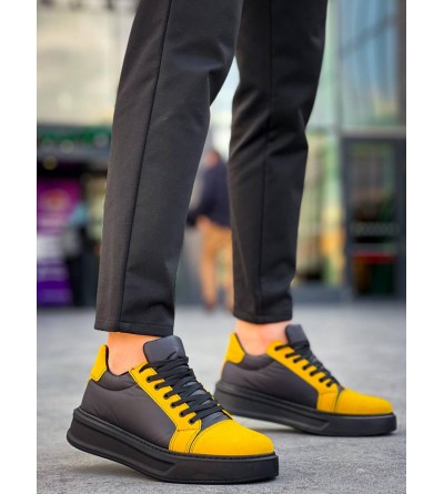 KB-X46 Kuback Siyah Sarı Yüksek Siyah Taban Günlük Spor Ayakkabı KB-X46 Kuback Siyah Sarı Yüksek Siyah Taban Günlük Spor Ayakkabı