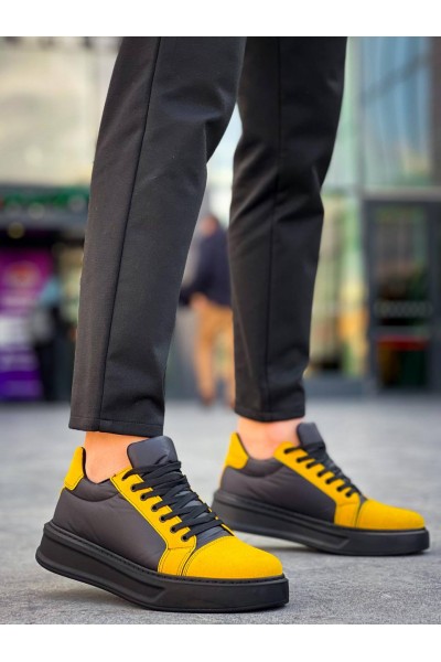 KB-X46 Kuback Siyah Sarı Yüksek Siyah Taban Günlük Spor Ayakkabı KB-X46 Kuback Siyah Sarı Yüksek Siyah Taban Günlük Spor Ayakkabı
