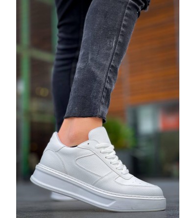 KB-X8 Kuback Beyaz Cilt Beyaz Yüksek Taban Günlük Spor Ayakkabı