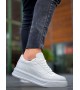 KB-X8 Kuback Beyaz Cilt Beyaz Yüksek Taban Günlük Spor Ayakkabı