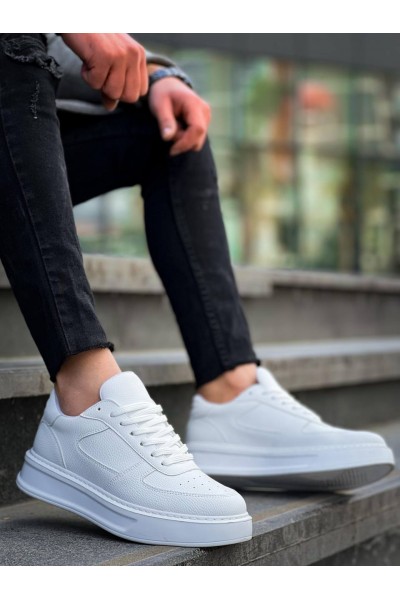 KB-X8 Kuback Beyaz Cilt Beyaz Yüksek Taban Günlük Spor Ayakkabı