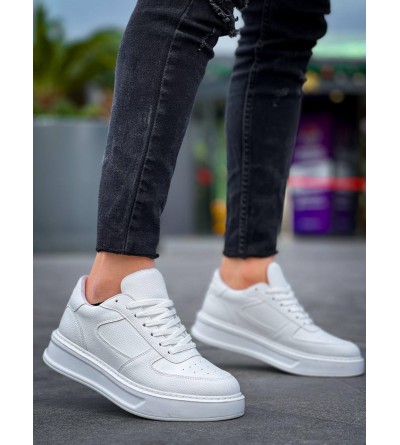 KB-X8 Kuback Beyaz Cilt Beyaz Yüksek Taban Günlük Spor Ayakkabı