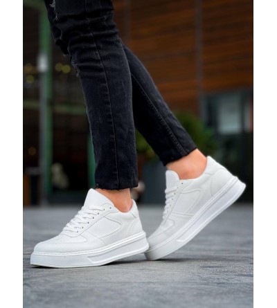 KB-X8 Kuback Beyaz Cilt Beyaz Yüksek Taban Günlük Spor Ayakkabı