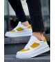 KB-X8 Kuback Beyaz Cilt Sarı Süet Detaylı Beyaz Yüksek Taban Günlük Spor Ayakkabı