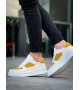 KB-X8 Kuback Beyaz Cilt Sarı Süet Detaylı Beyaz Yüksek Taban Günlük Spor Ayakkabı
