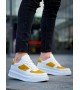 KB-X8 Kuback Beyaz Cilt Sarı Süet Detaylı Beyaz Yüksek Taban Günlük Spor Ayakkabı