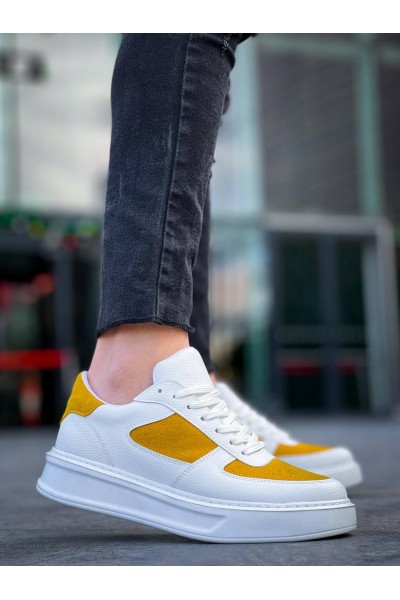 KB-X8 Kuback Beyaz Cilt Sarı Süet Detaylı Beyaz Yüksek Taban Günlük Spor Ayakkabı KB-X8 Kuback Beyaz Cilt Sarı Süet Detaylı Beyaz Yüksek Taban Günlük Spor Ayakkabı