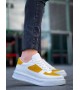 KB-X8 Kuback Beyaz Cilt Sarı Süet Detaylı Beyaz Yüksek Taban Günlük Spor Ayakkabı