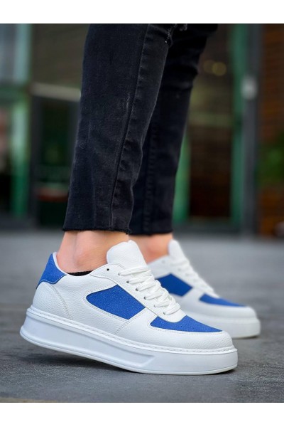 KB-X8 Kuback Beyaz Cilt Mavi Süet Detaylı Beyaz Yüksek Taban Günlük Spor Ayakkabı KB-X8 Kuback Beyaz Cilt Mavi Süet Detaylı Beyaz Yüksek Taban Günlük Spor Ayakkabı