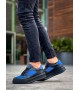 KB-X8 Kuback Siyah Cilt Mavi Süet Detaylı Siyah Yüksek Taban Günlük Spor Ayakkabı