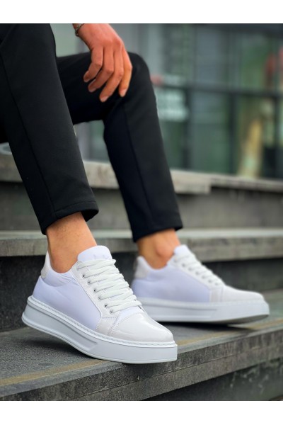 KB-X46 Kuback Beyaz Rugan Yüksek Beyaz Taban Günlük Spor Ayakkabı