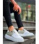 KB-X155 Kuback Beyaz Cilt Gri Süet Detaylı Beyaz Yüksek Taban Günlük Spor Ayakkabı