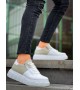 KB-X155 Kuback Beyaz Cilt Gri Süet Detaylı Beyaz Yüksek Taban Günlük Spor Ayakkabı