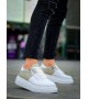 KB-X155 Kuback Beyaz Cilt Gri Süet Detaylı Beyaz Yüksek Taban Günlük Spor Ayakkabı
