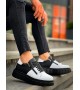 KB-X155 Kuback Beyaz Cilt Siyah Cilt Detaylı Siyah Yüksek Taban Günlük Spor Ayakkabı