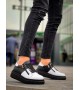 KB-X155 Kuback Beyaz Cilt Siyah Cilt Detaylı Siyah Yüksek Taban Günlük Spor Ayakkabı